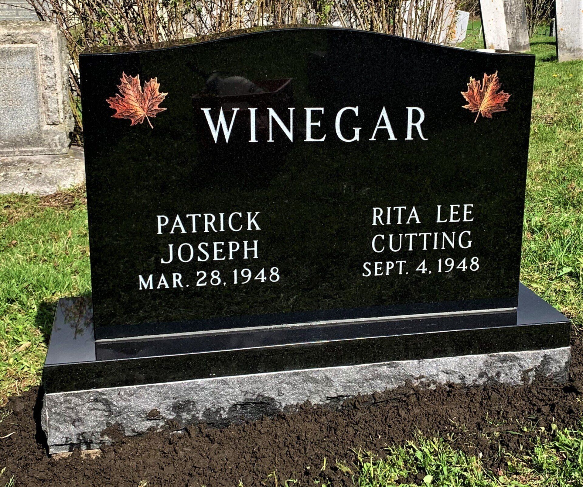 Black granite etching memorial by Champlain Monuments