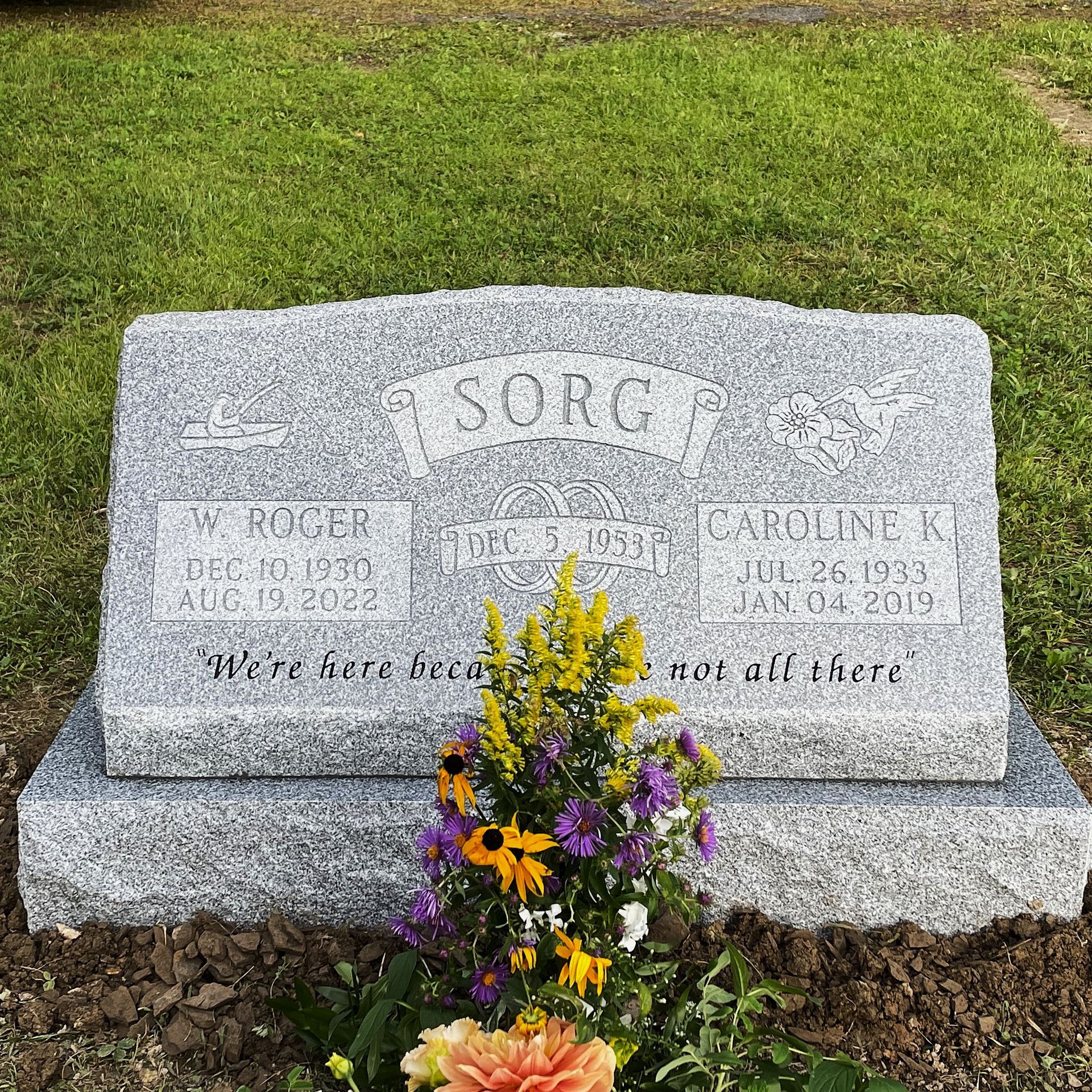 Barre Grey granite slant monument installed by Champlain Monuments