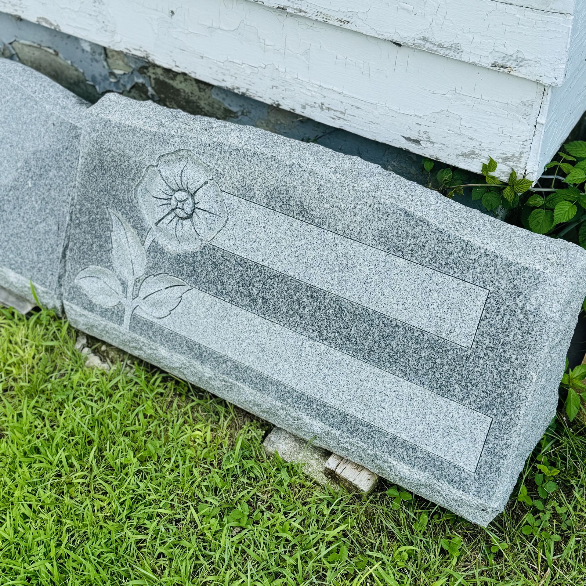 Barre Grey granite slant monument installed by Champlain Monuments