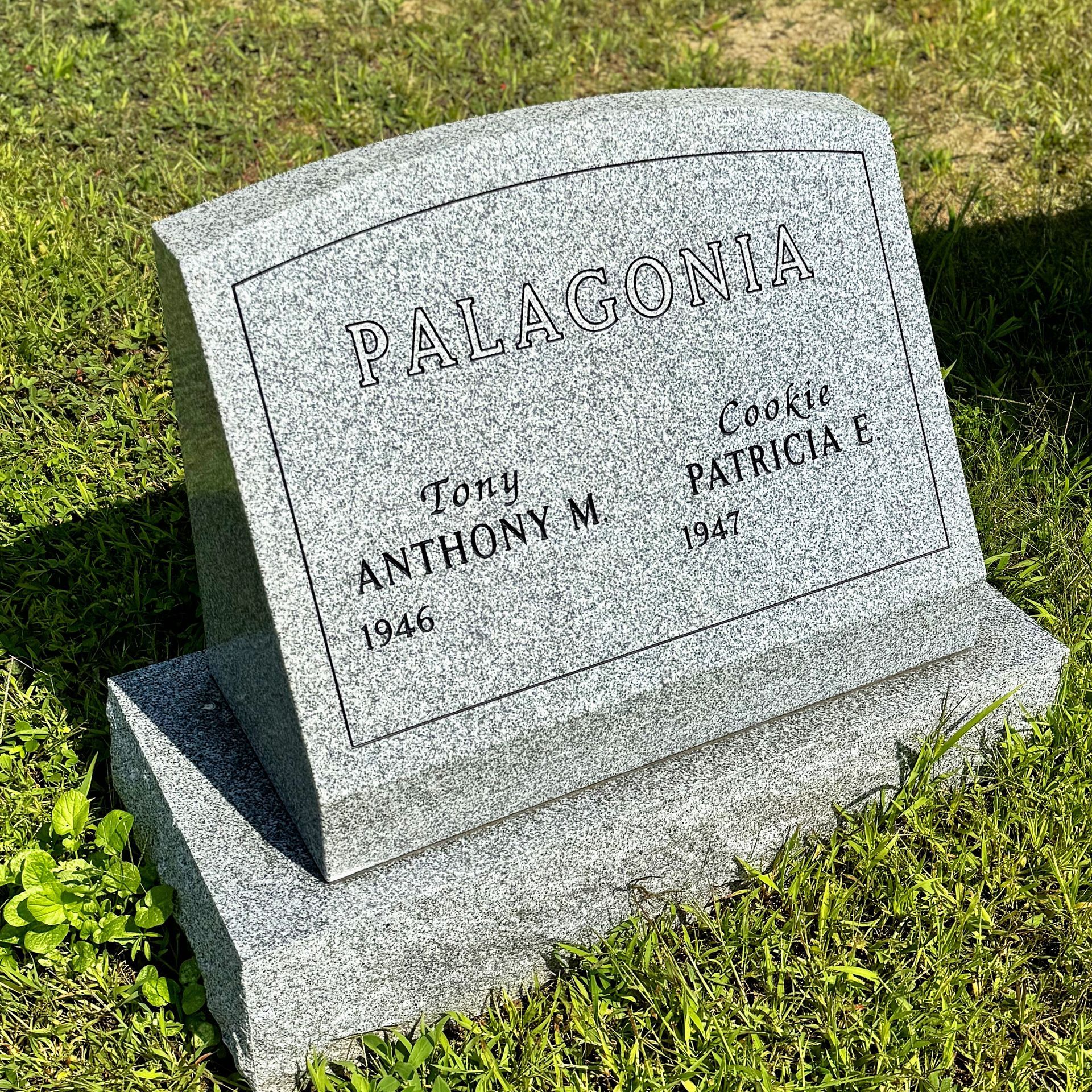 Barre Grey granite slant monument installed by Champlain Monuments