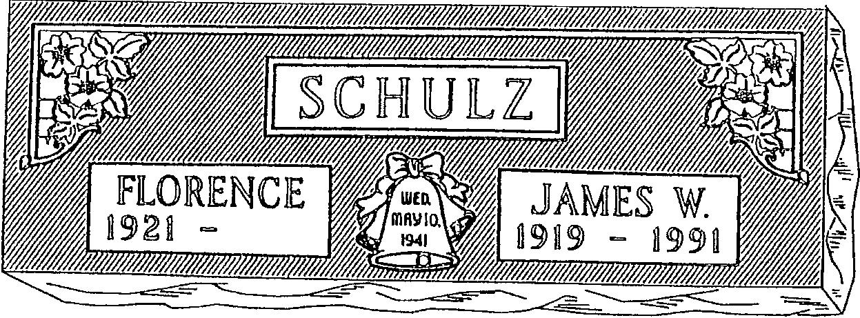 a black and white drawing of a gravestone for schulz and florence