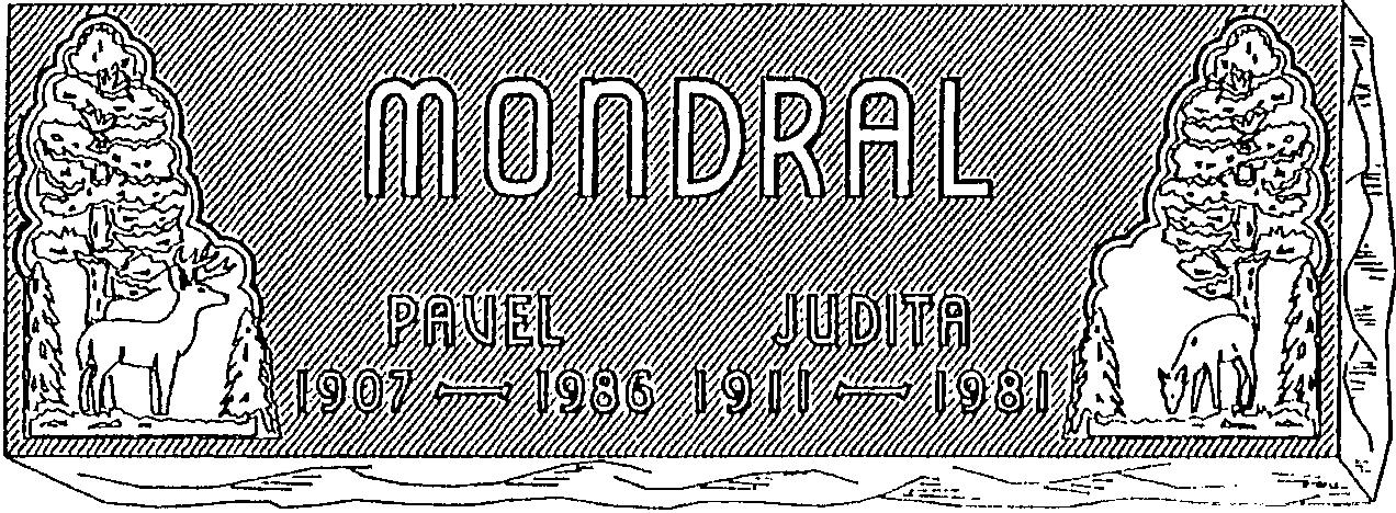 a black and white drawing of a sign that says mondral