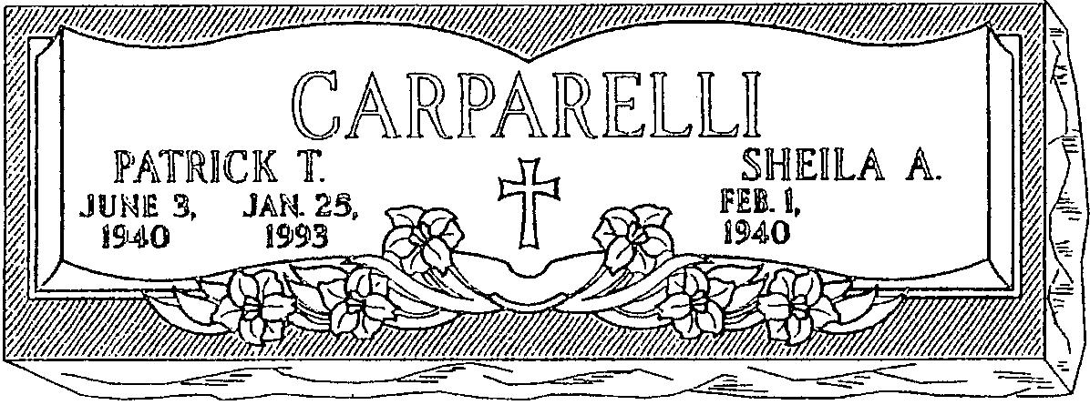 a black and white drawing of a gravestone for carparelli