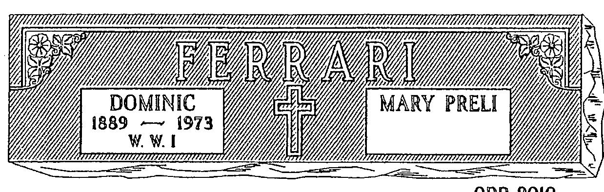 a black and white drawing of a gravestone for dominic and mary