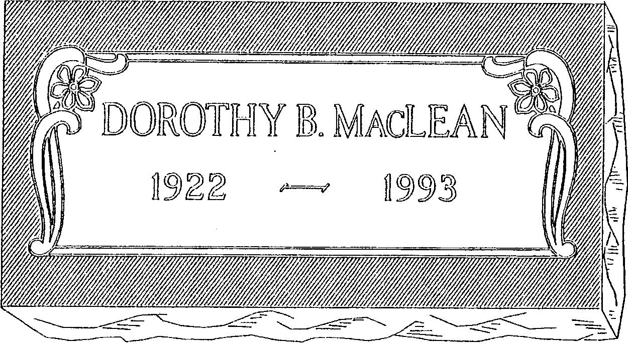a black and white drawing of a gravestone for dorothy b. maclean