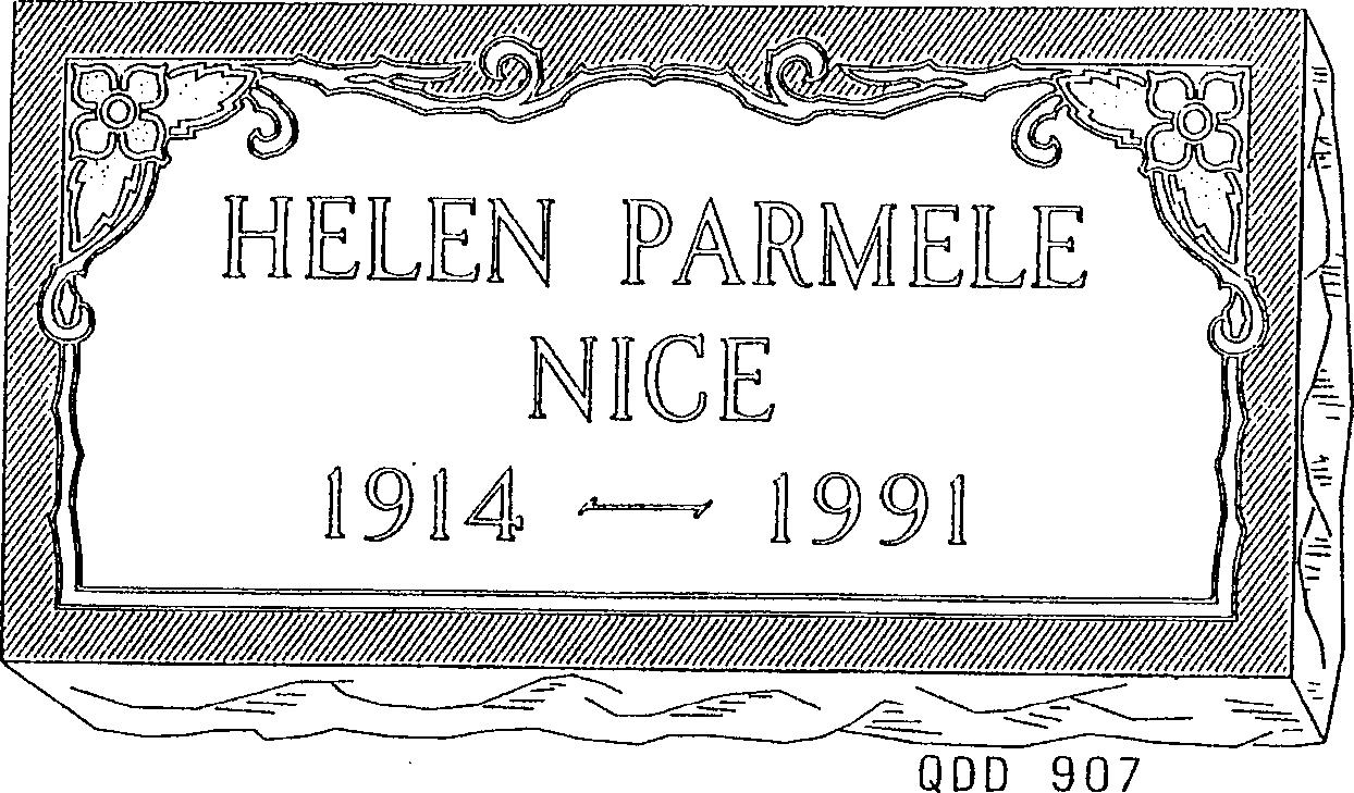 a black and white drawing of a gravestone for helen parmele