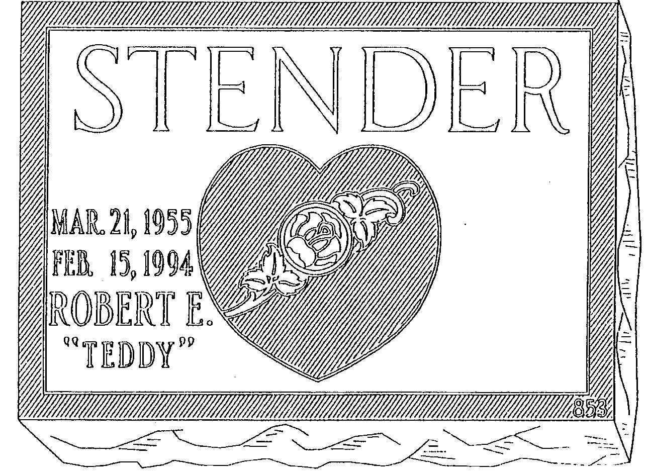 a black and white drawing of a heart with the name stender on it