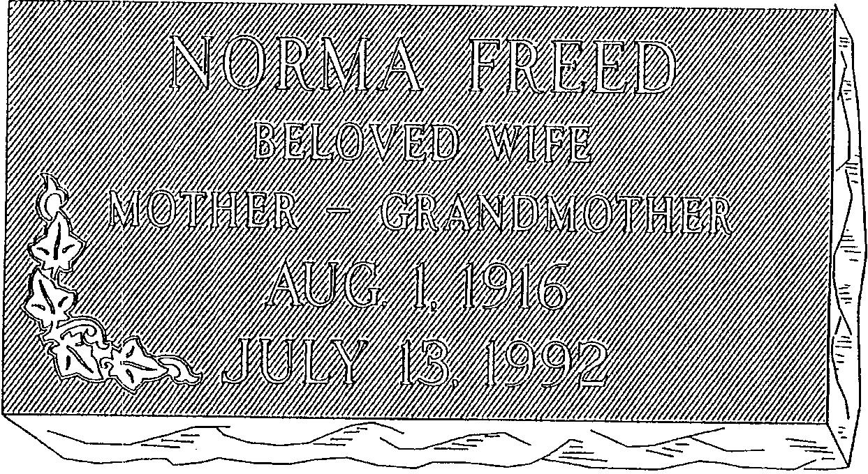 a black and white drawing of a gravestone for a woman .