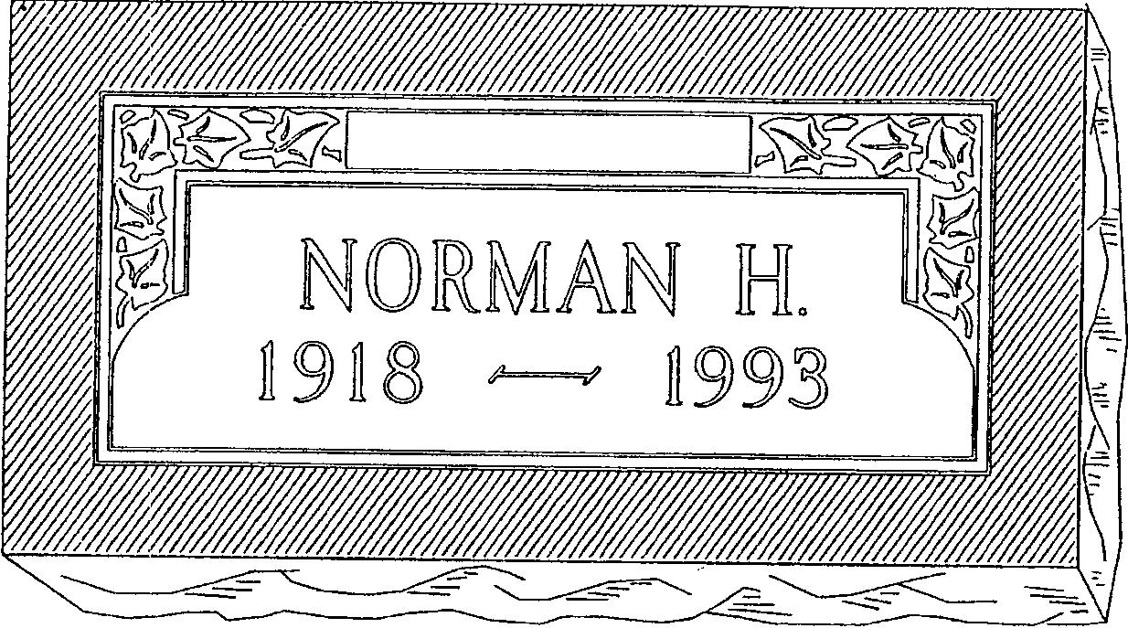 a black and white drawing of a gravestone for norman h.