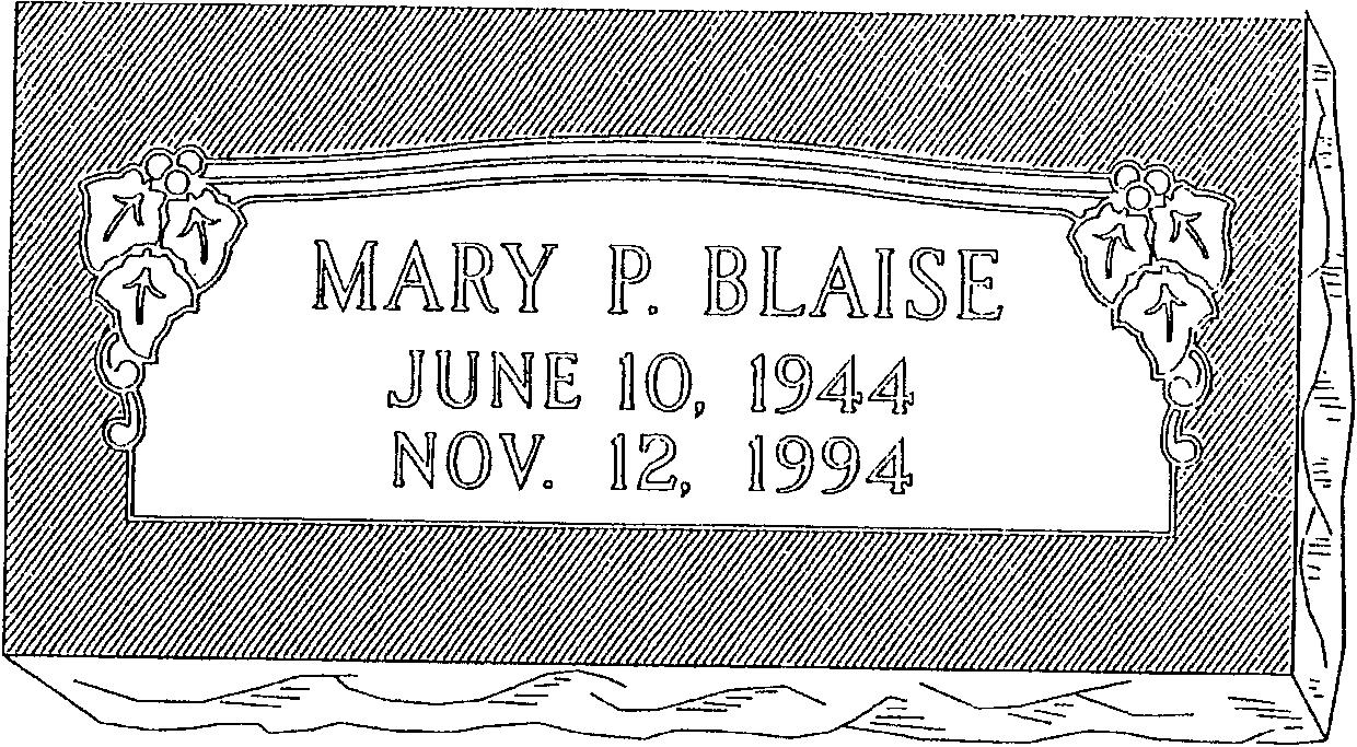a black and white drawing of a gravestone for mary f. blaise