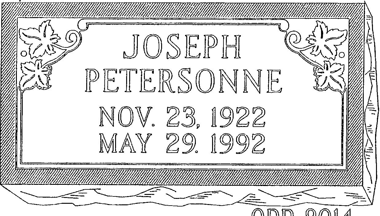 a black and white drawing of a gravestone for joseph petersonne