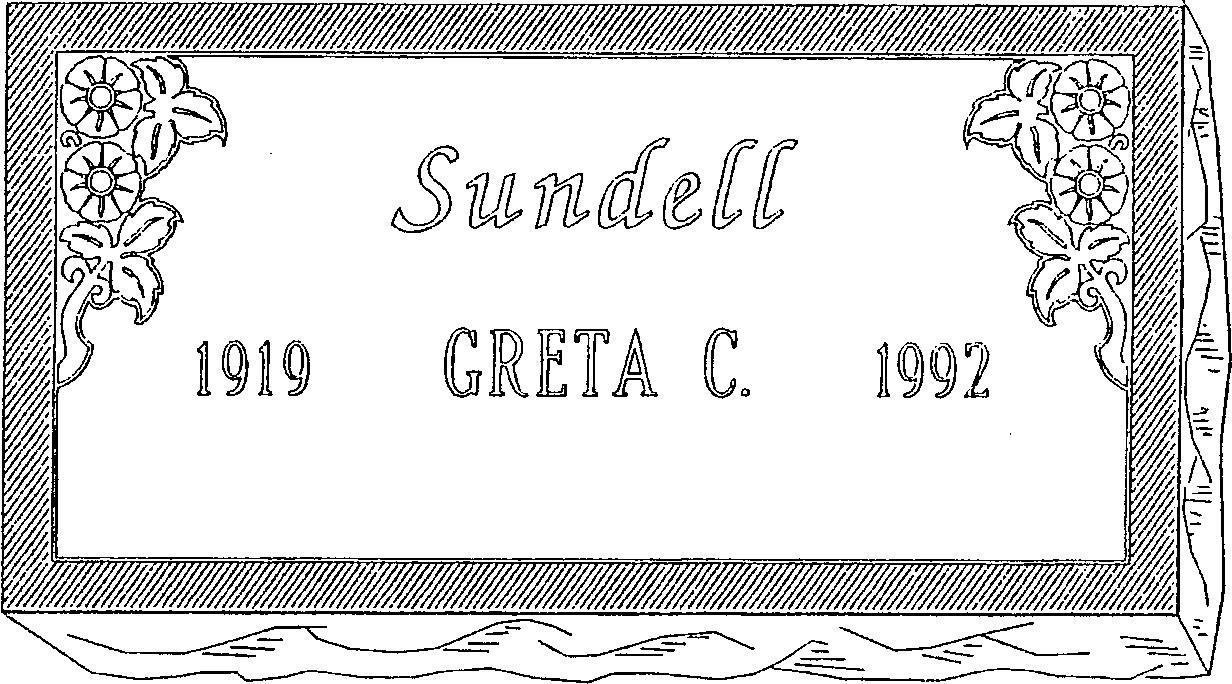 a black and white drawing of a gravestone for greta c.