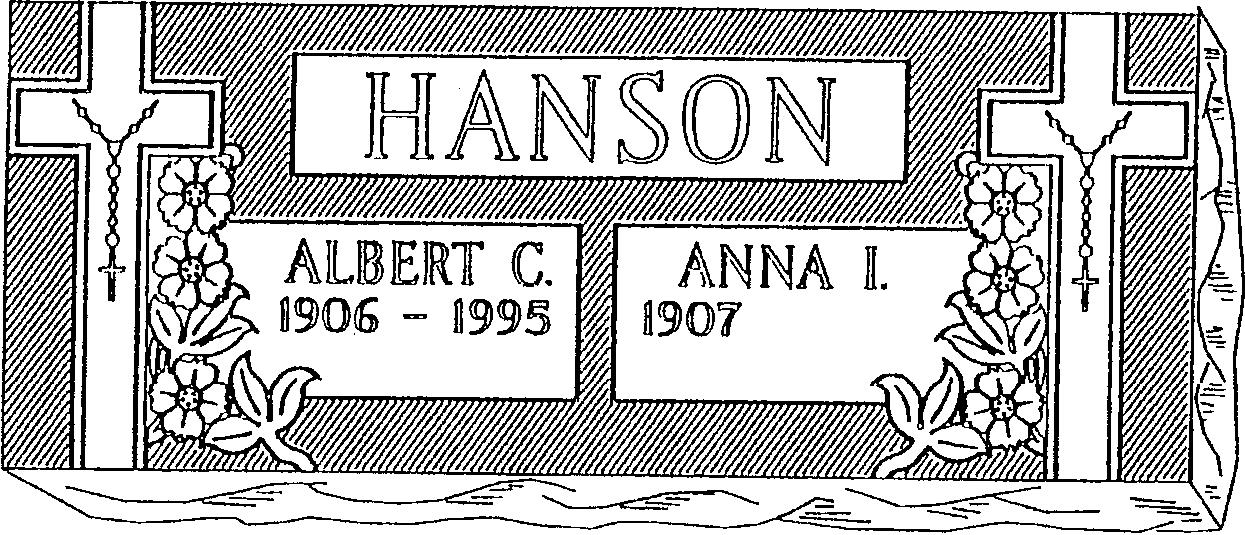 a black and white drawing of a gravestone for hanson