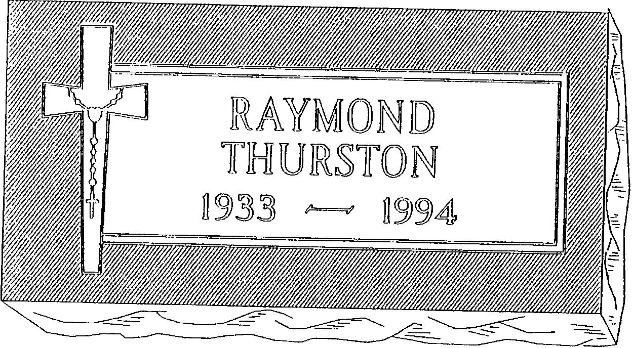 a black and white drawing of a gravestone for raymond thurston