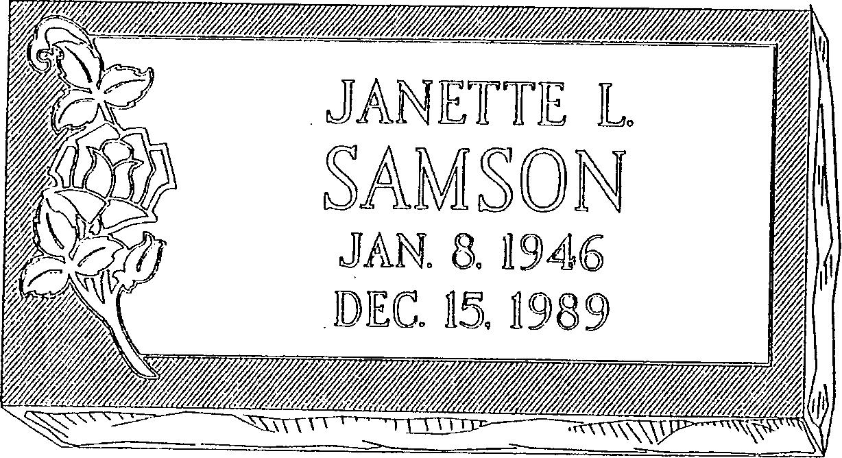 a black and white drawing of a gravestone for janette l. samson