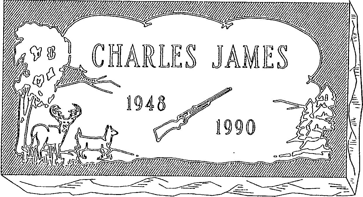a black and white drawing of a gravestone for charles james .