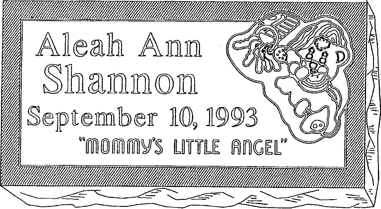 a black and white drawing of a baby named aleah ann shannon