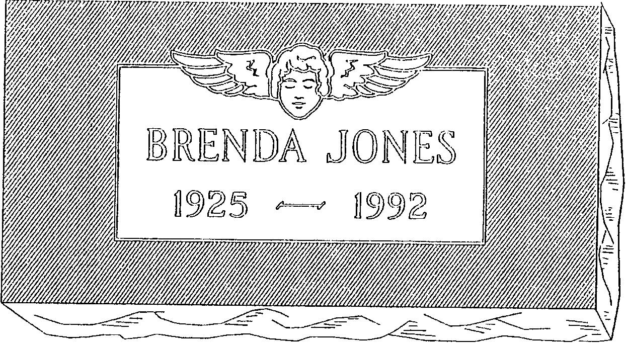 a black and white drawing of a brick with the name brenda jones on it .