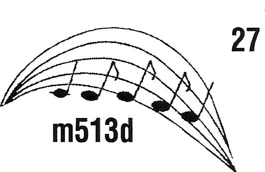 a black and white drawing of music notes with the number 27