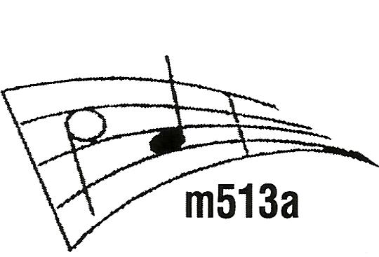 a black and white drawing of a music note with the number m513a on it .