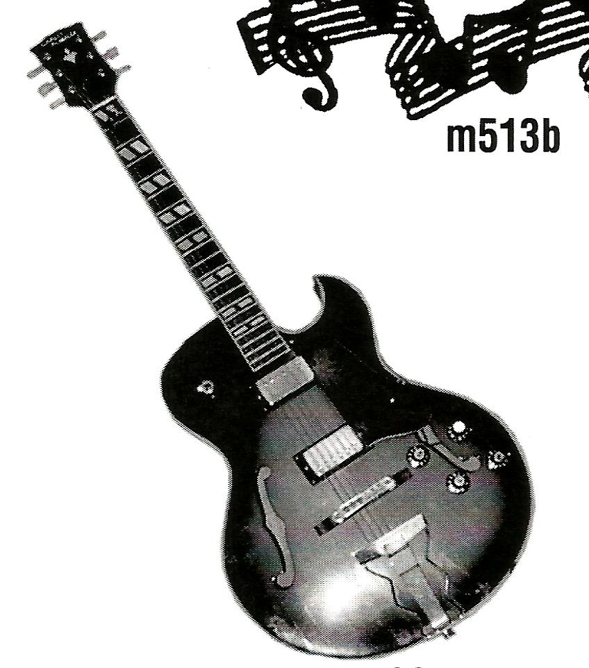 a black and white photo of a guitar with the number m513b above it