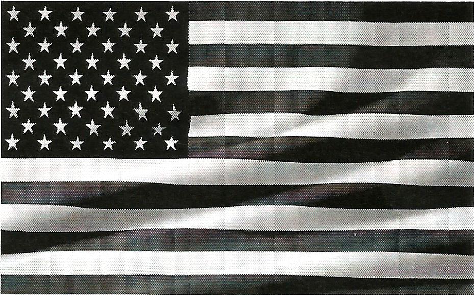a black and white american flag with stars on it