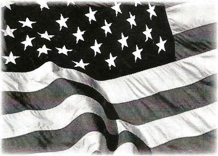 a black and white american flag with white stars