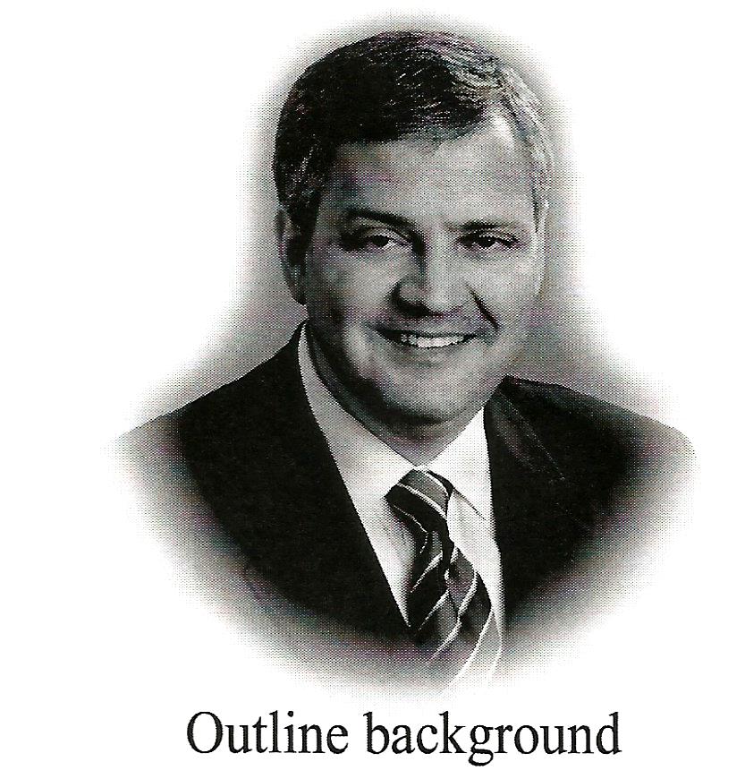 a man in a suit and tie with the words outline background below him