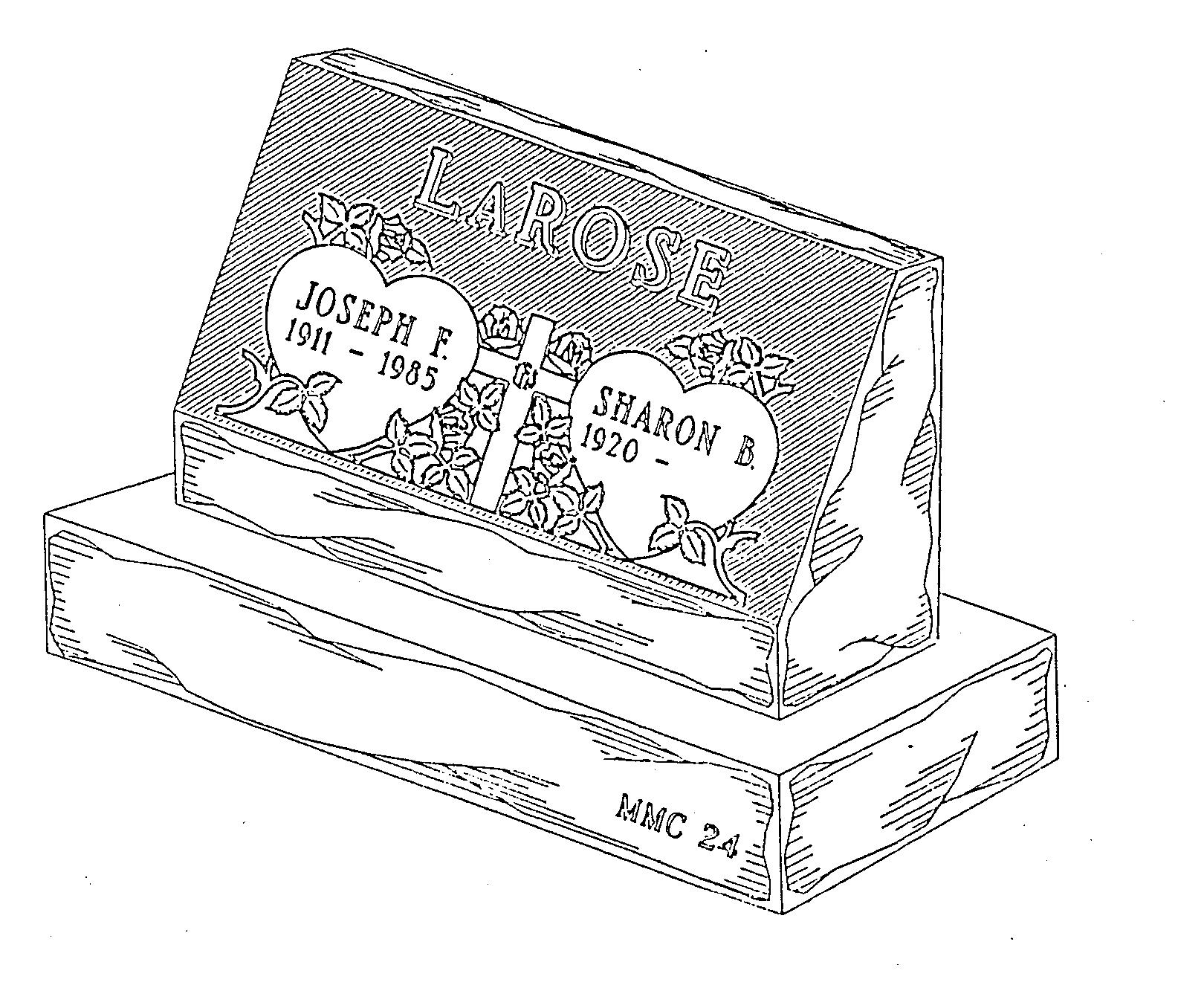 a black and white drawing of a gravestone for joseph and sharon