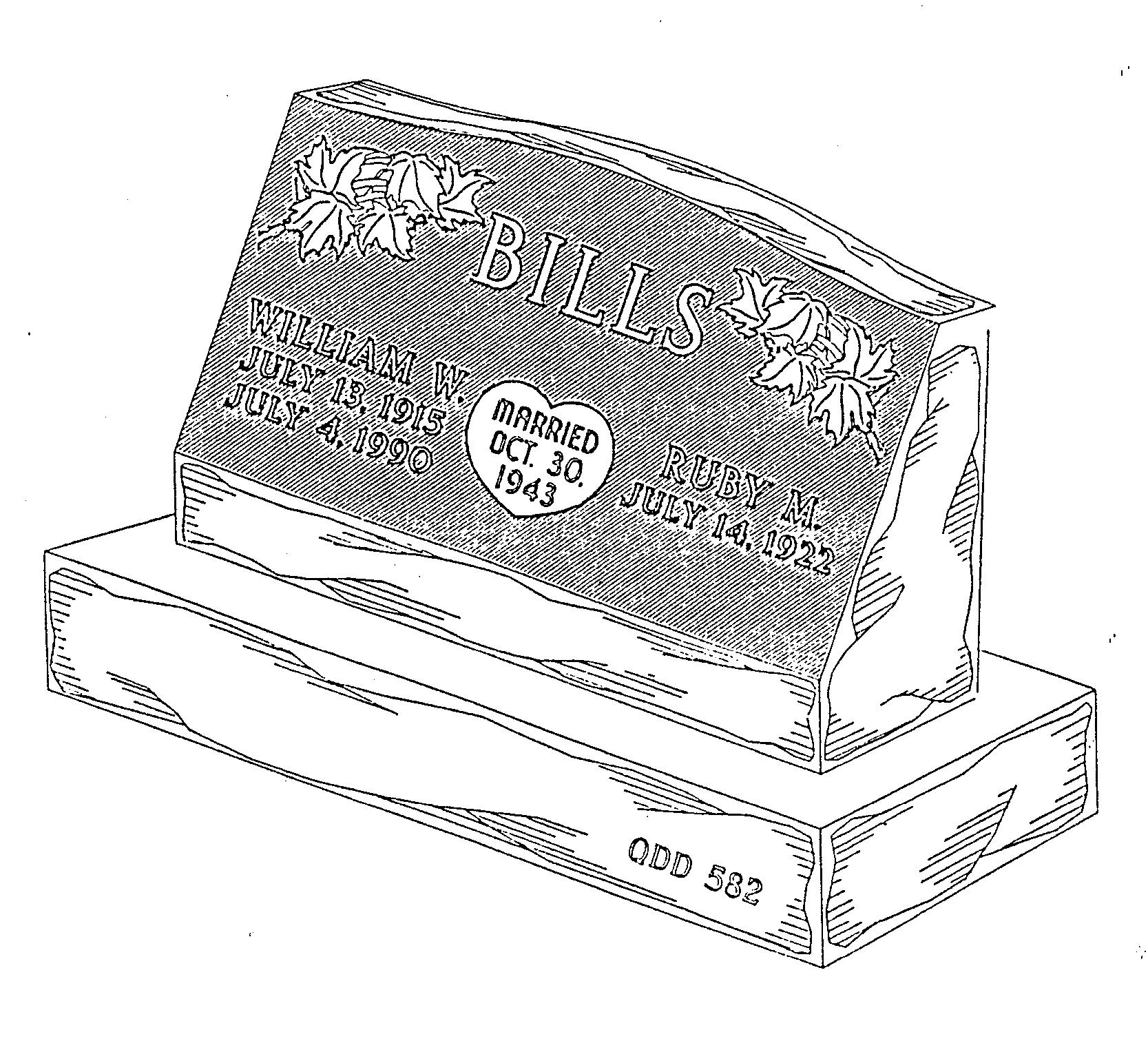 a black and white drawing of a gravestone with the name billy on it