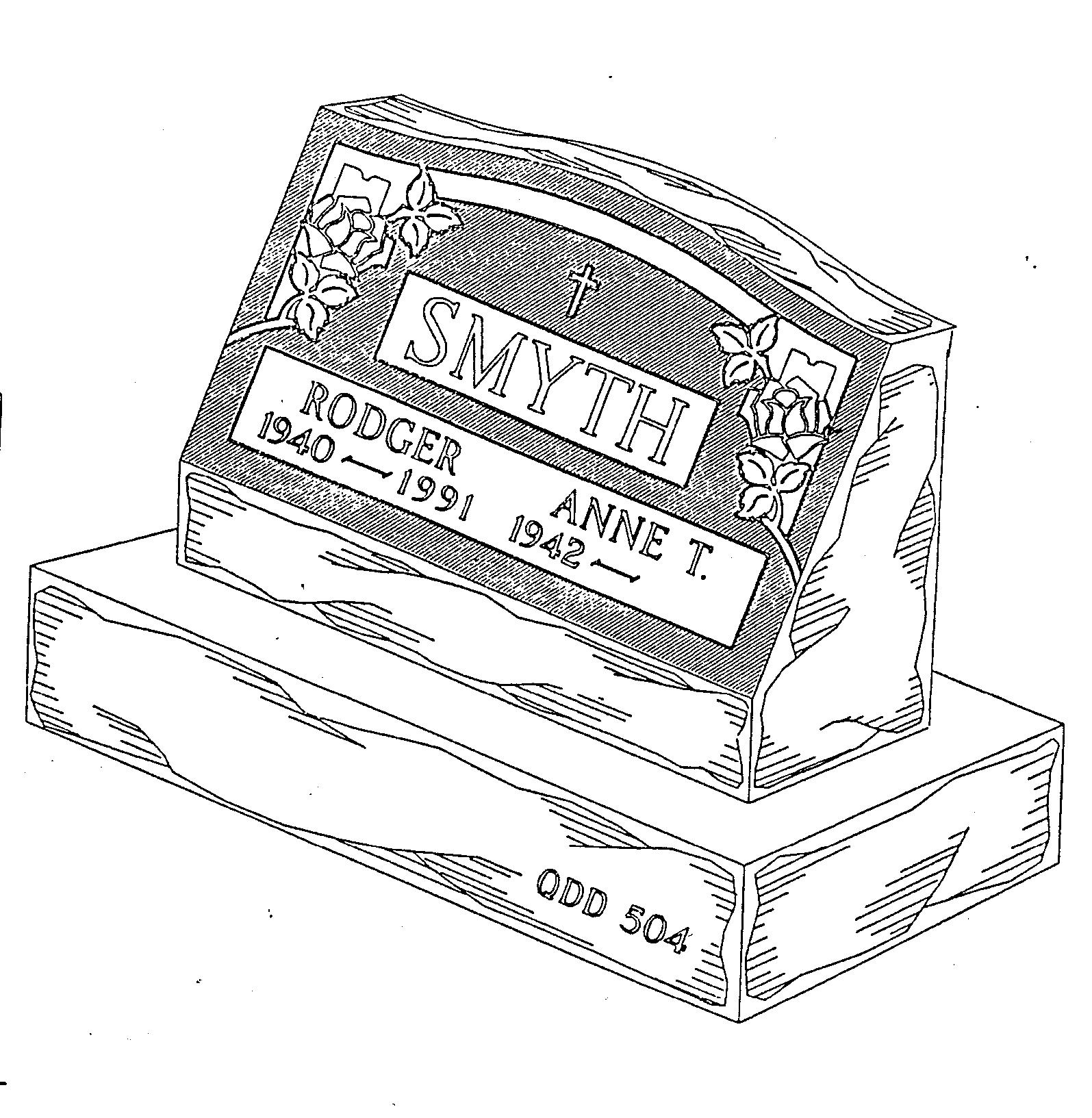 a black and white drawing of a gravestone for smith