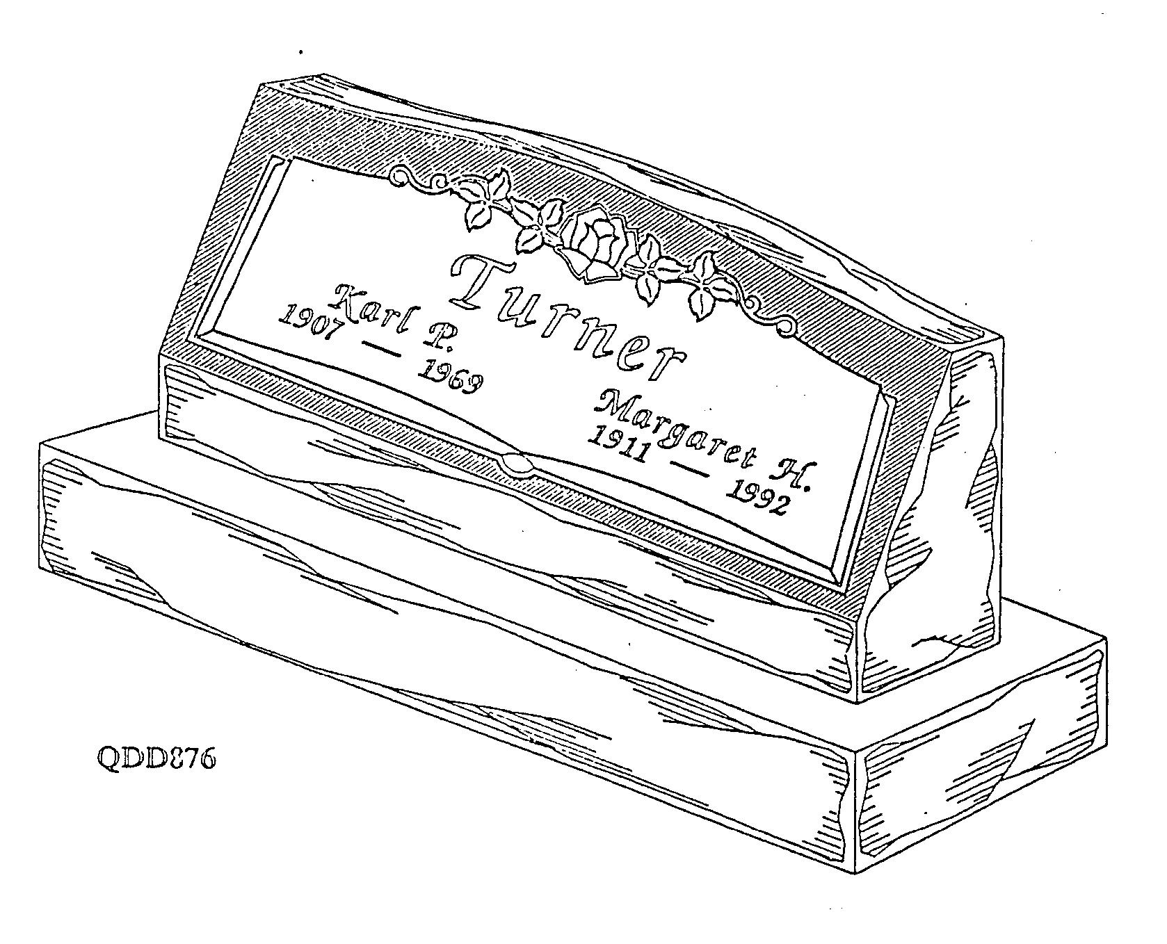 a black and white drawing of a gravestone for turner
