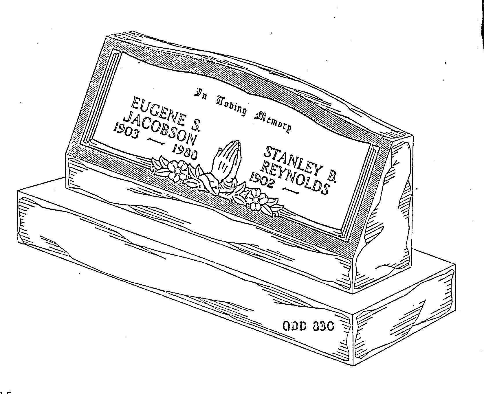 a black and white drawing of a gravestone for eugene s. jacobson