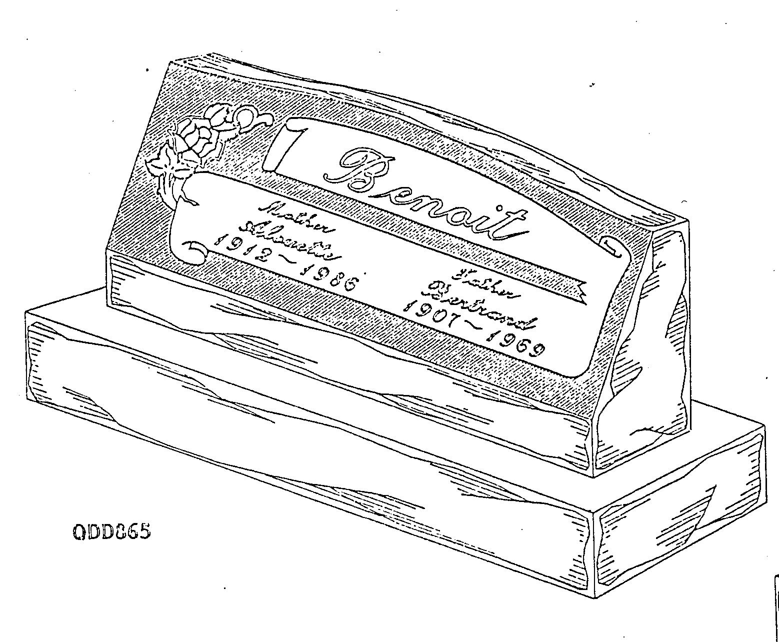 a black and white drawing of a gravestone with the name bonny on it
