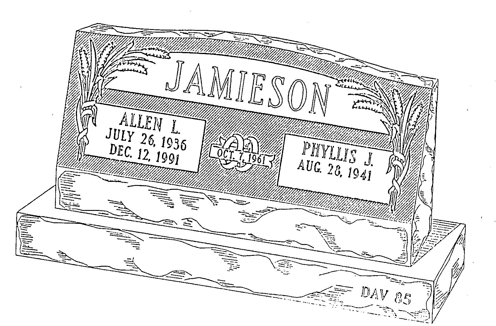 a black and white drawing of a gravestone for jameson