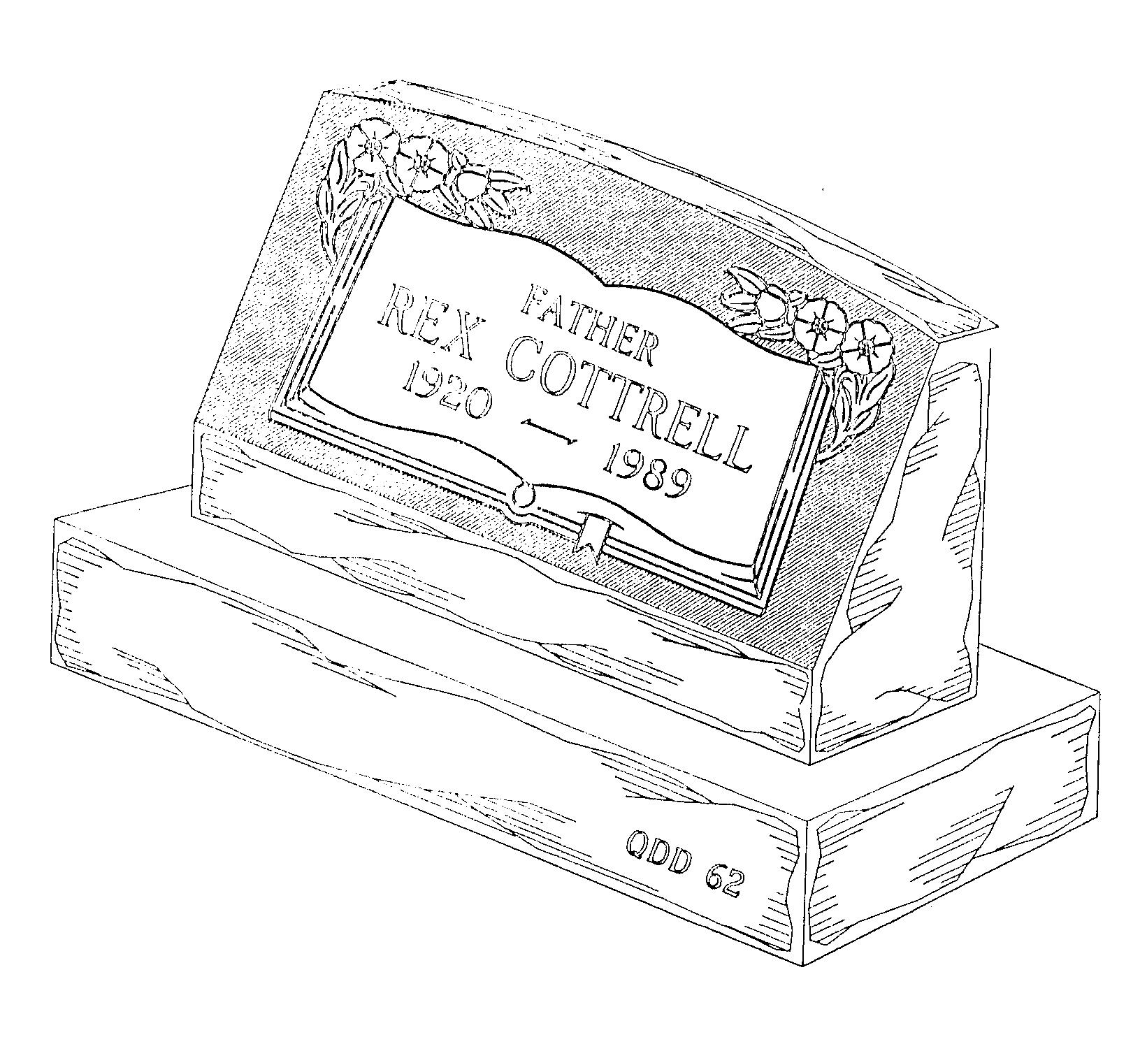 a black and white drawing of a gravestone for neil cotrell