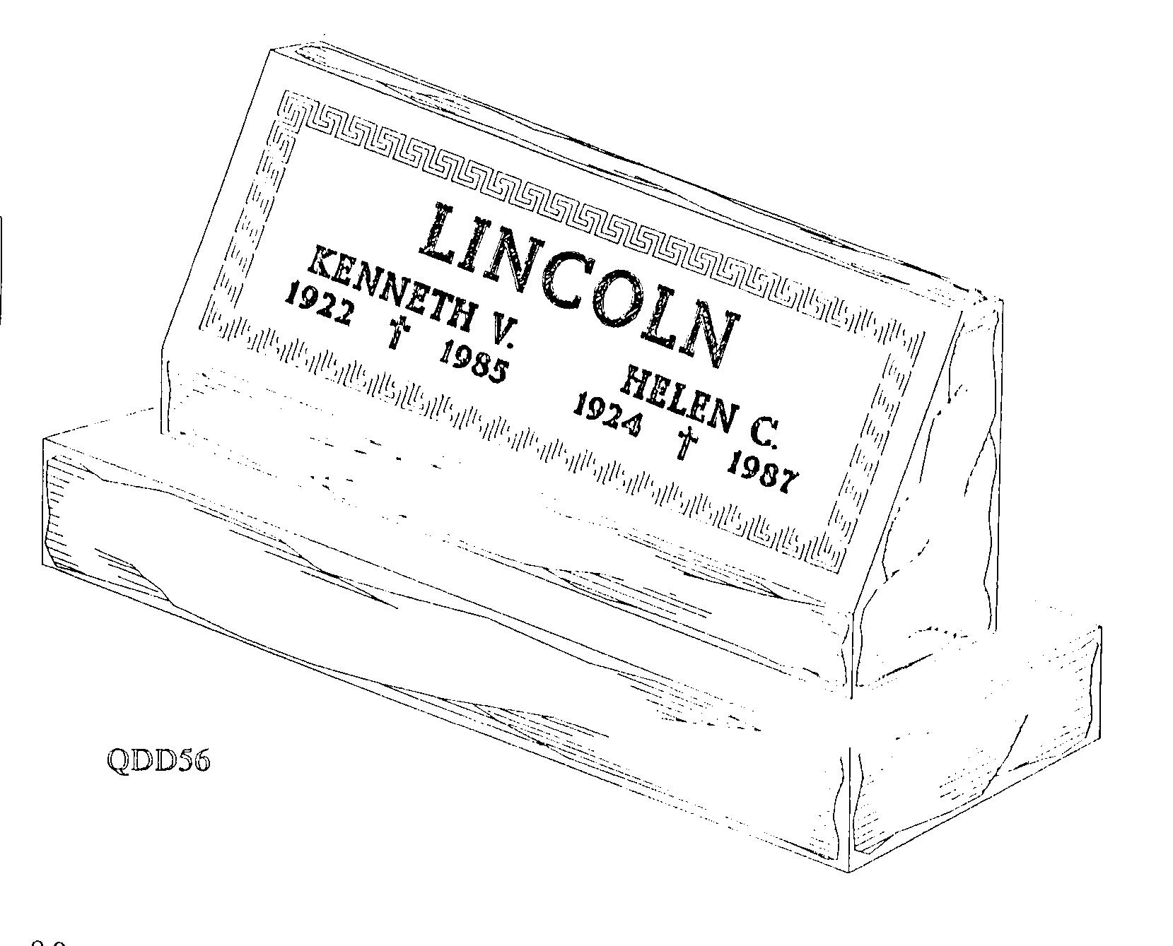 a black and white drawing of a gravestone for lincoln