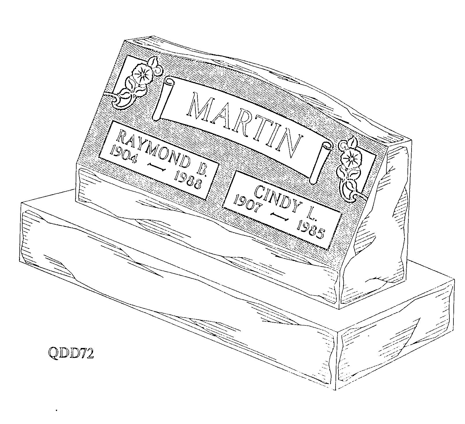 a black and white drawing of a gravestone with the name martin on it .