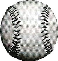 a black and white photo of a baseball on a white background .