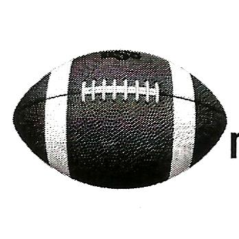a black and white football with white stripes on a white background .