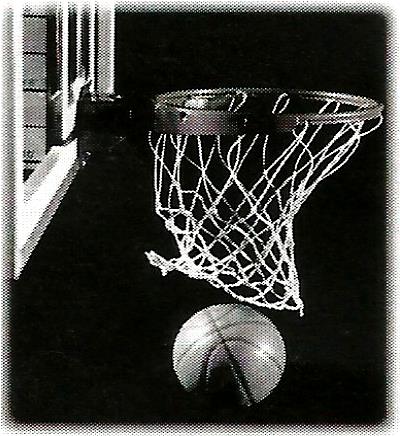 a basketball is going through a basketball net