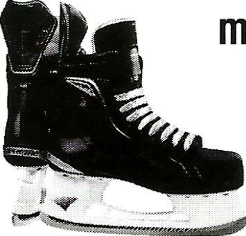a black and white photo of a pair of ice skates