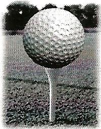 a black and white photo of a golf ball on a tee .