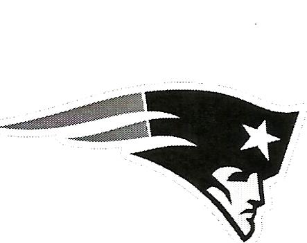 a black and white drawing of a patriots logo