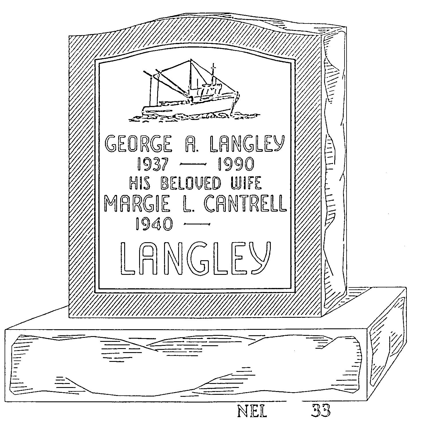 a black and white drawing of a gravestone for george a langley