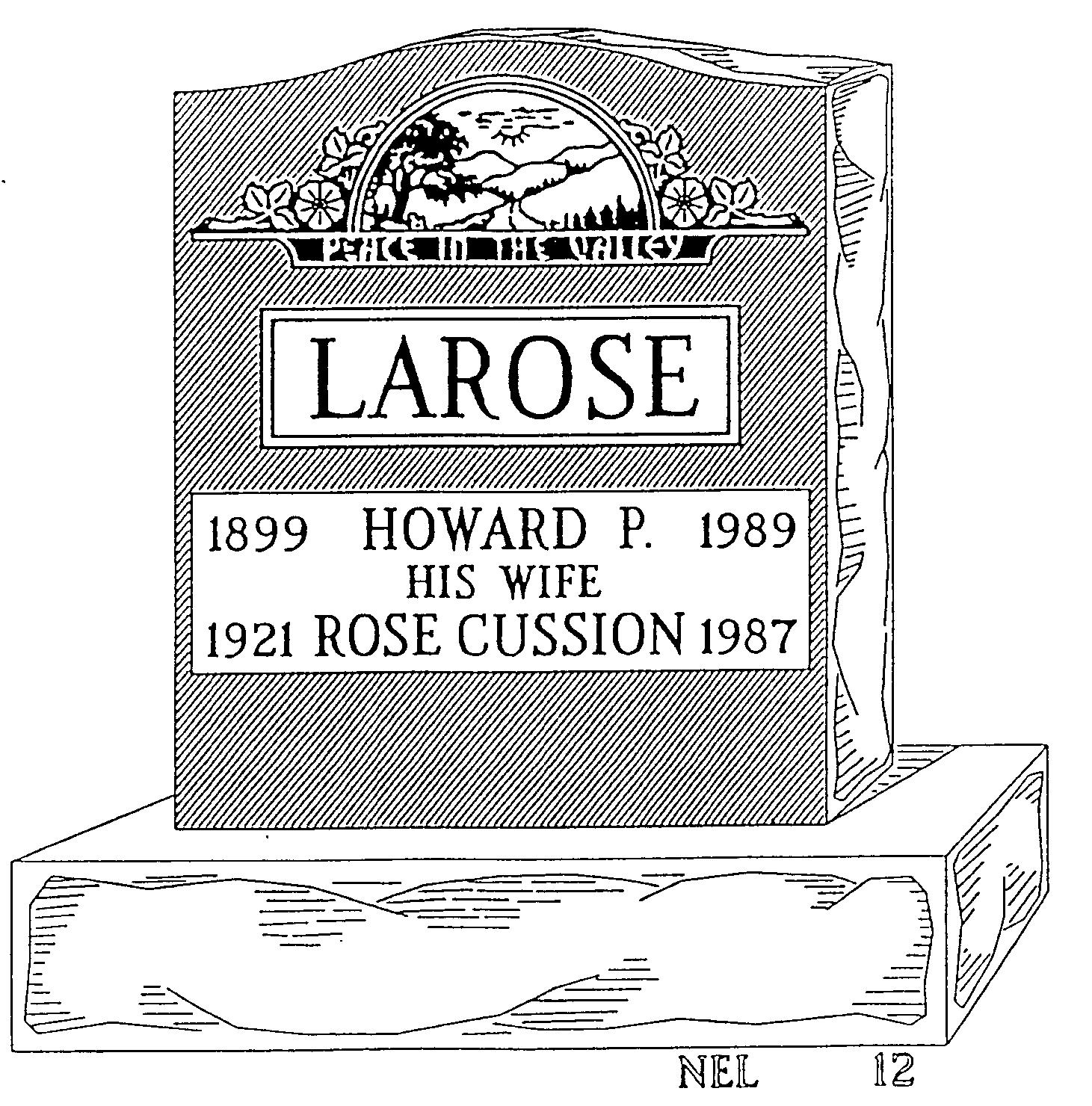 a black and white drawing of a gravestone for larose