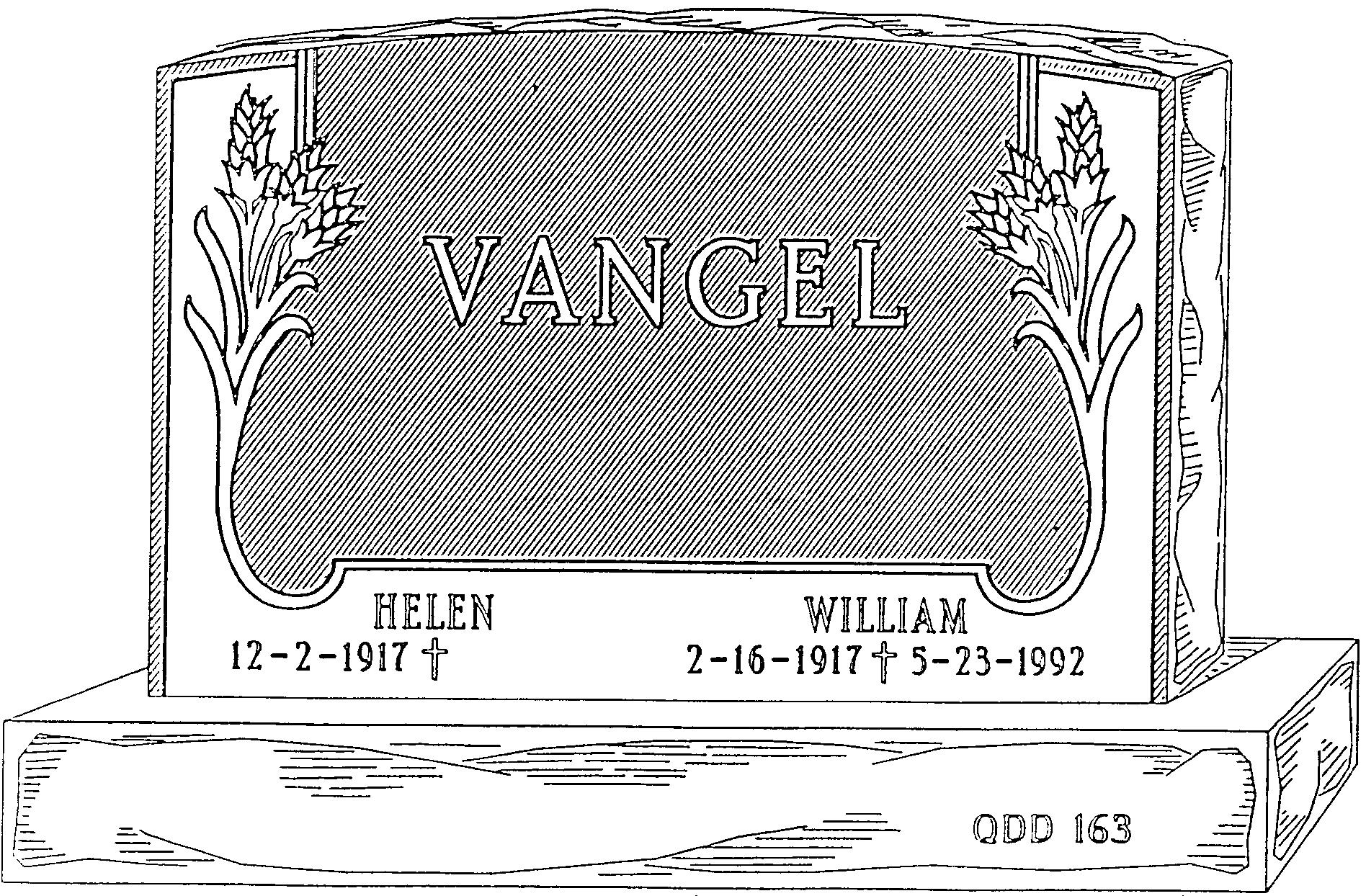 a black and white drawing of a gravestone for vangelis