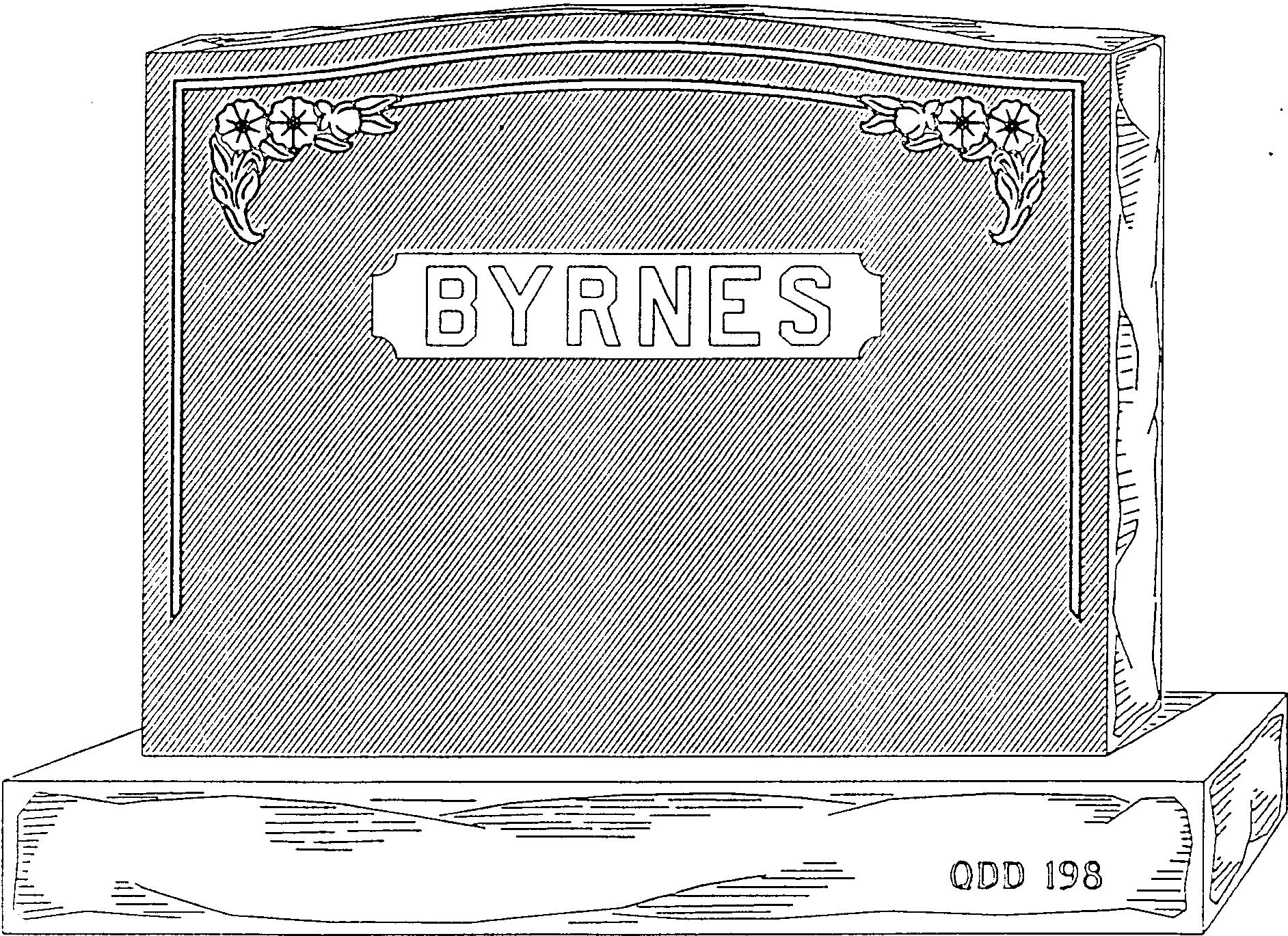 a black and white drawing of a box with the word byrne written on it .