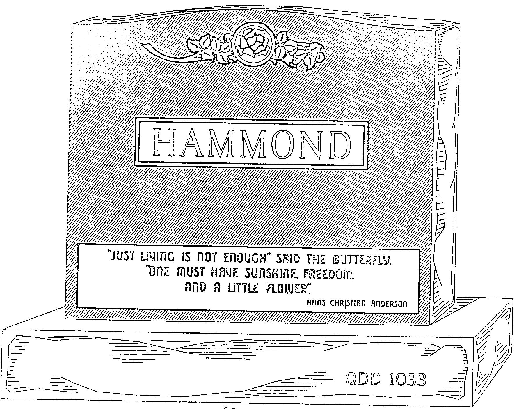 a black and white drawing of a gravestone for hammond