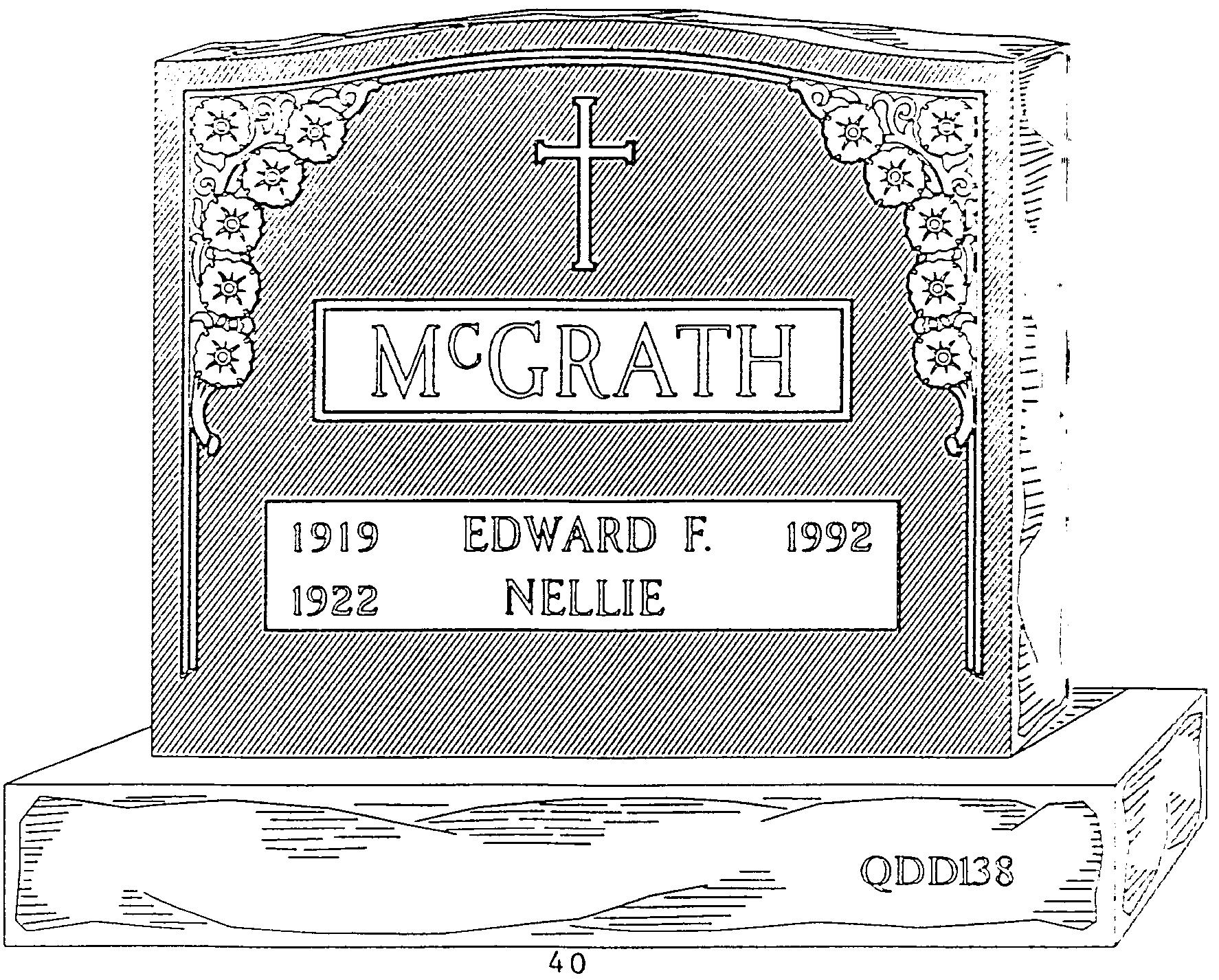 a black and white drawing of a gravestone with a cross on it .